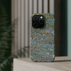 Green, Blue, + White Marbled Peacock - Dual Layer MAG SAFE Phone Case
