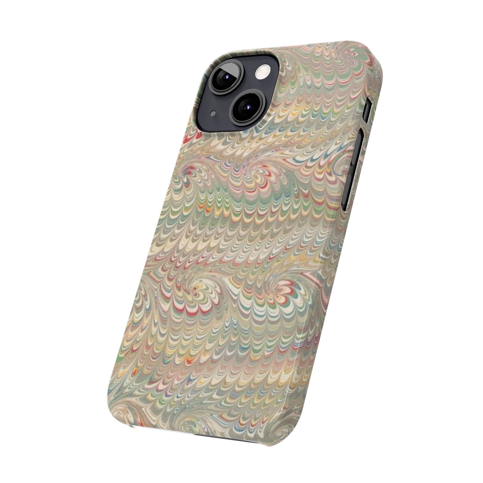 Beige Swirl Marbled Feather Phone Case