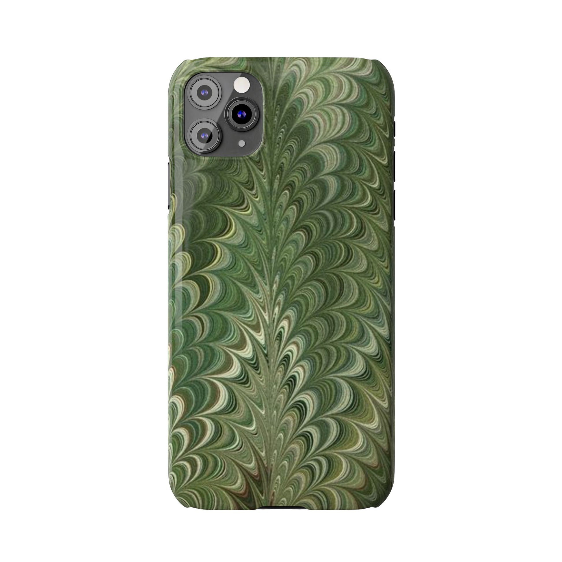 Deep Green Hues of Italian Hand-Painted, Vintage Marbled Paper from Italy Designed Phone Case, iPhone16 Case and all iPhone Cases