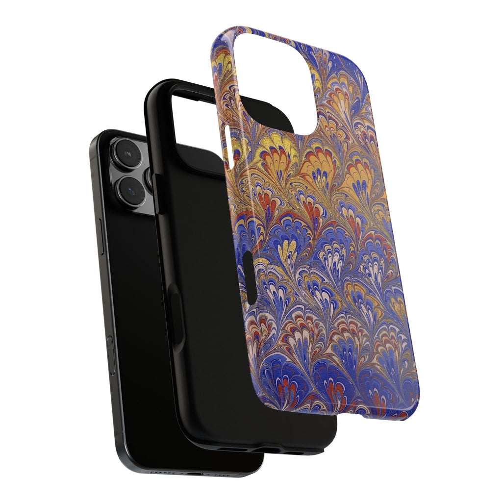 Lavender and Orange Marbled Peacock Durable - Dual Layer Phone Case