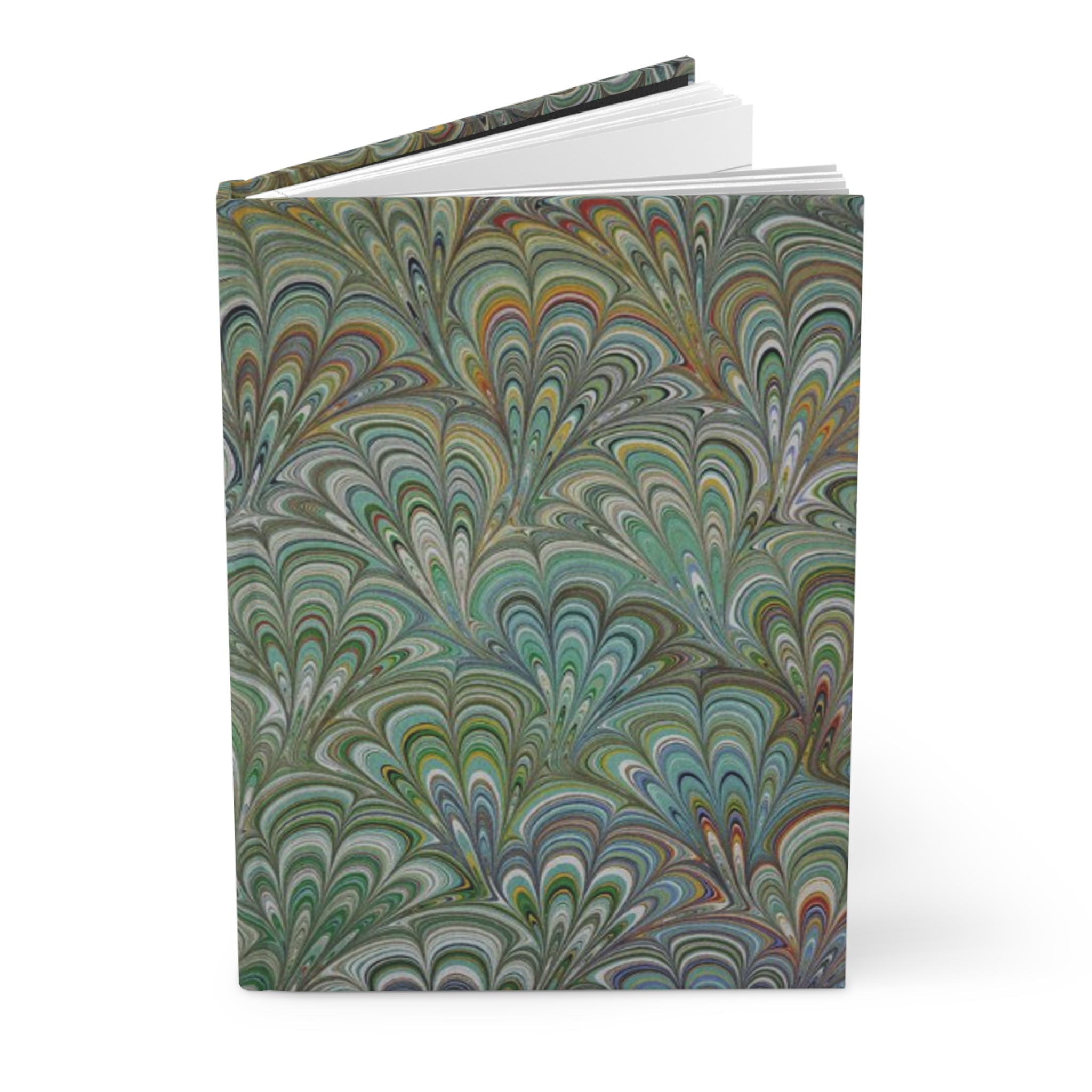 Deep Green  Vintage Italian Marble Hardcover Journal Matte, Hand-Painted Design, Artistic Notebook, Writing Diary, Lined - Unique Gift
