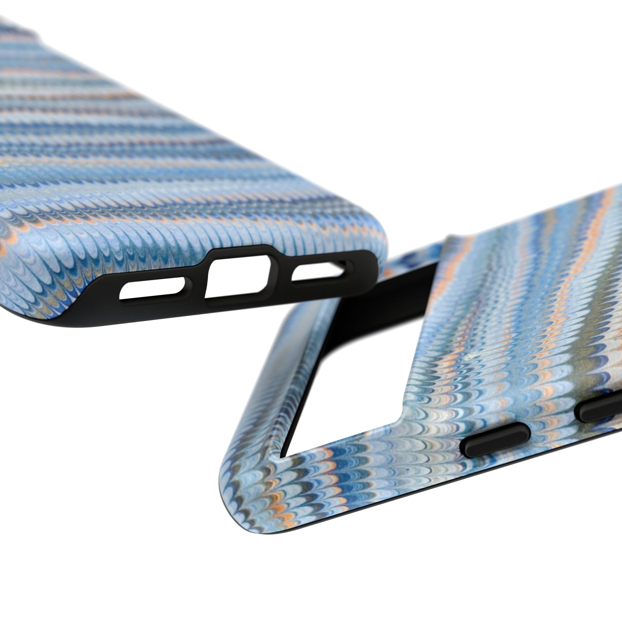 Blue Marbled Phone Cases iPhone 16 + Samsung + Apple + Google - all models, Vintage Marbled Design - Tough Cases