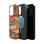 Rust + Gold Italian Marbled Design Magnetic MAG SAFE - Dual Layer Case - Glossy or Matte