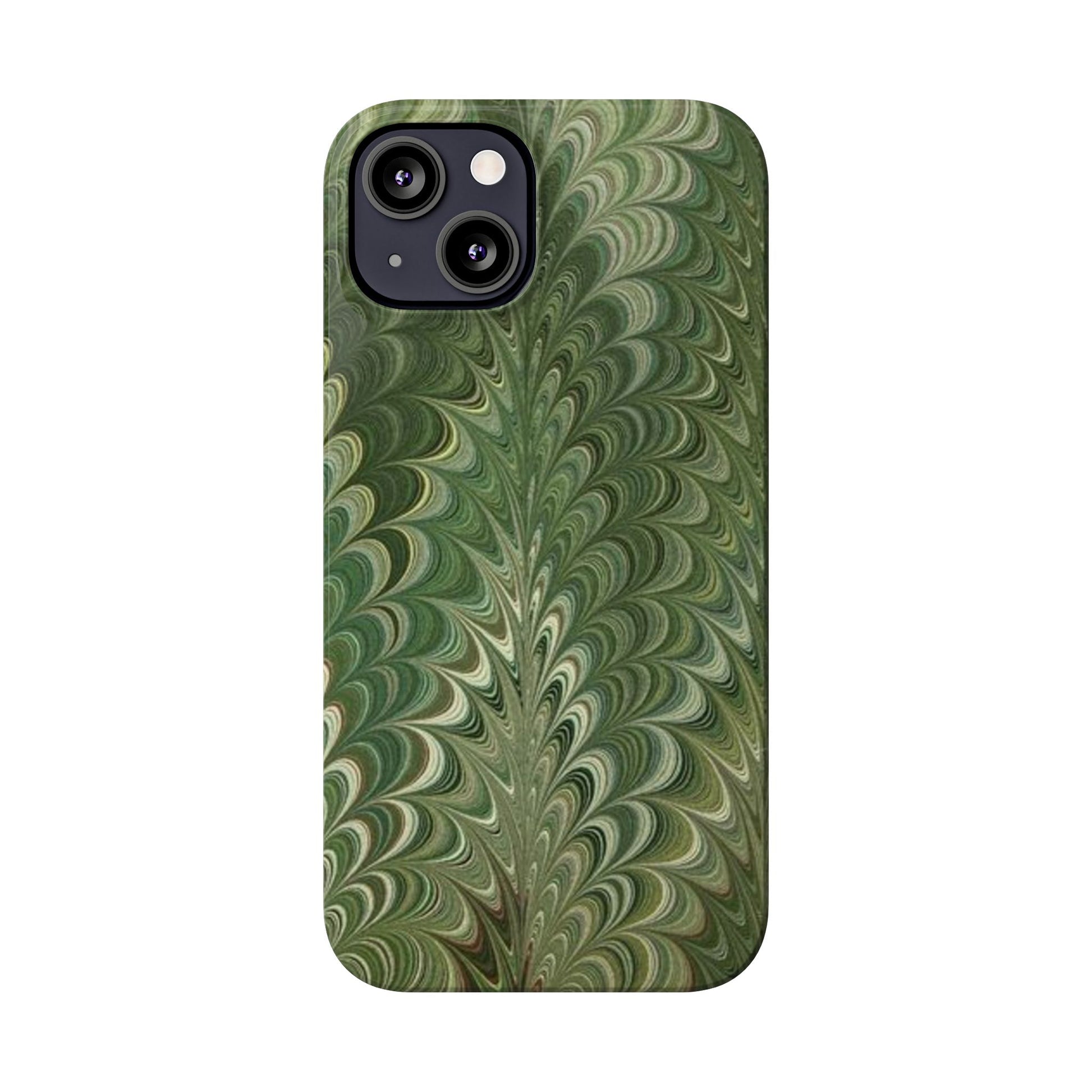 Deep Green Hues of Italian Hand-Painted, Vintage Marbled Paper from Italy Designed Phone Case, iPhone16 Case and all iPhone Cases