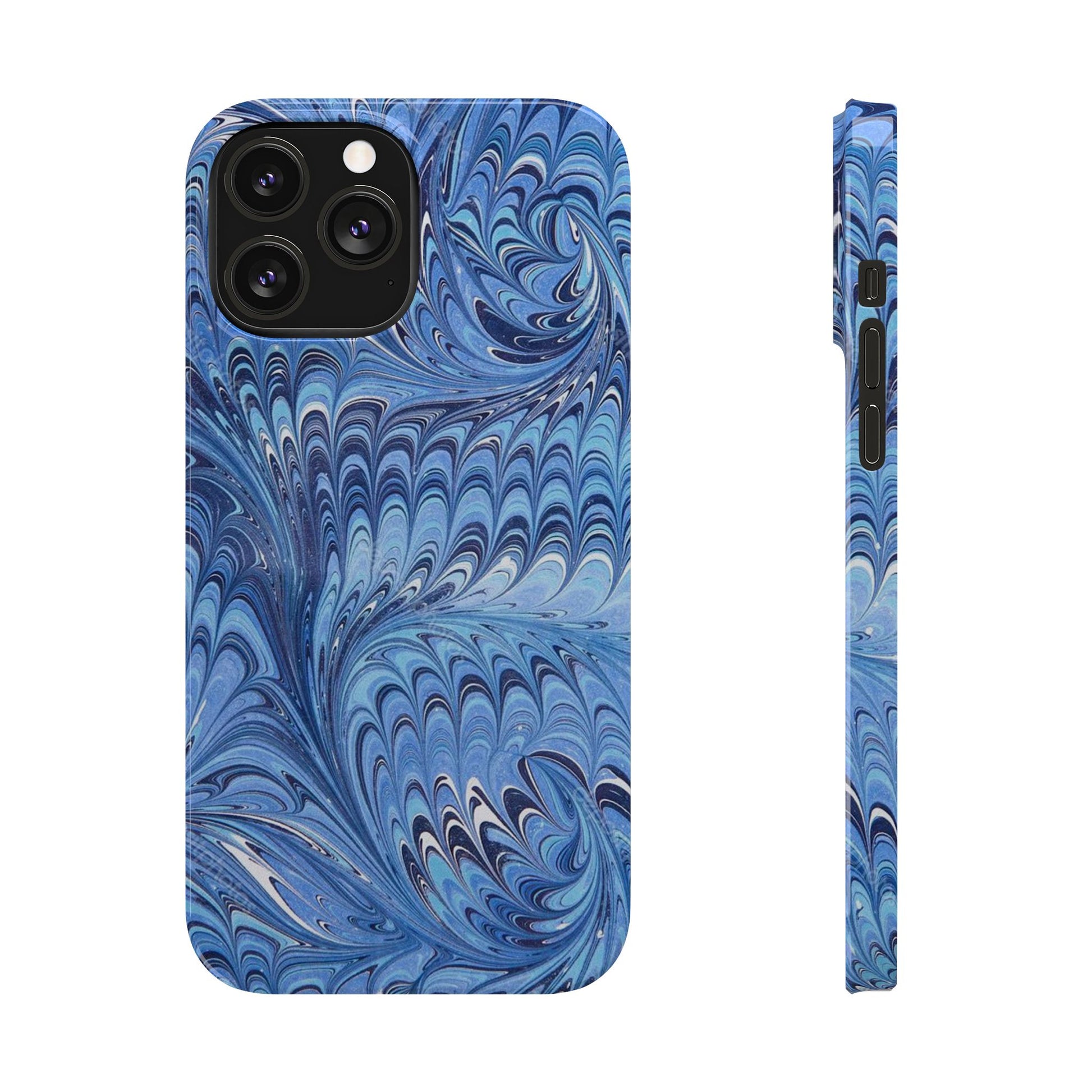 Blue Italian Marbled Design, Green and Blue Pallet, Slim Phone Case