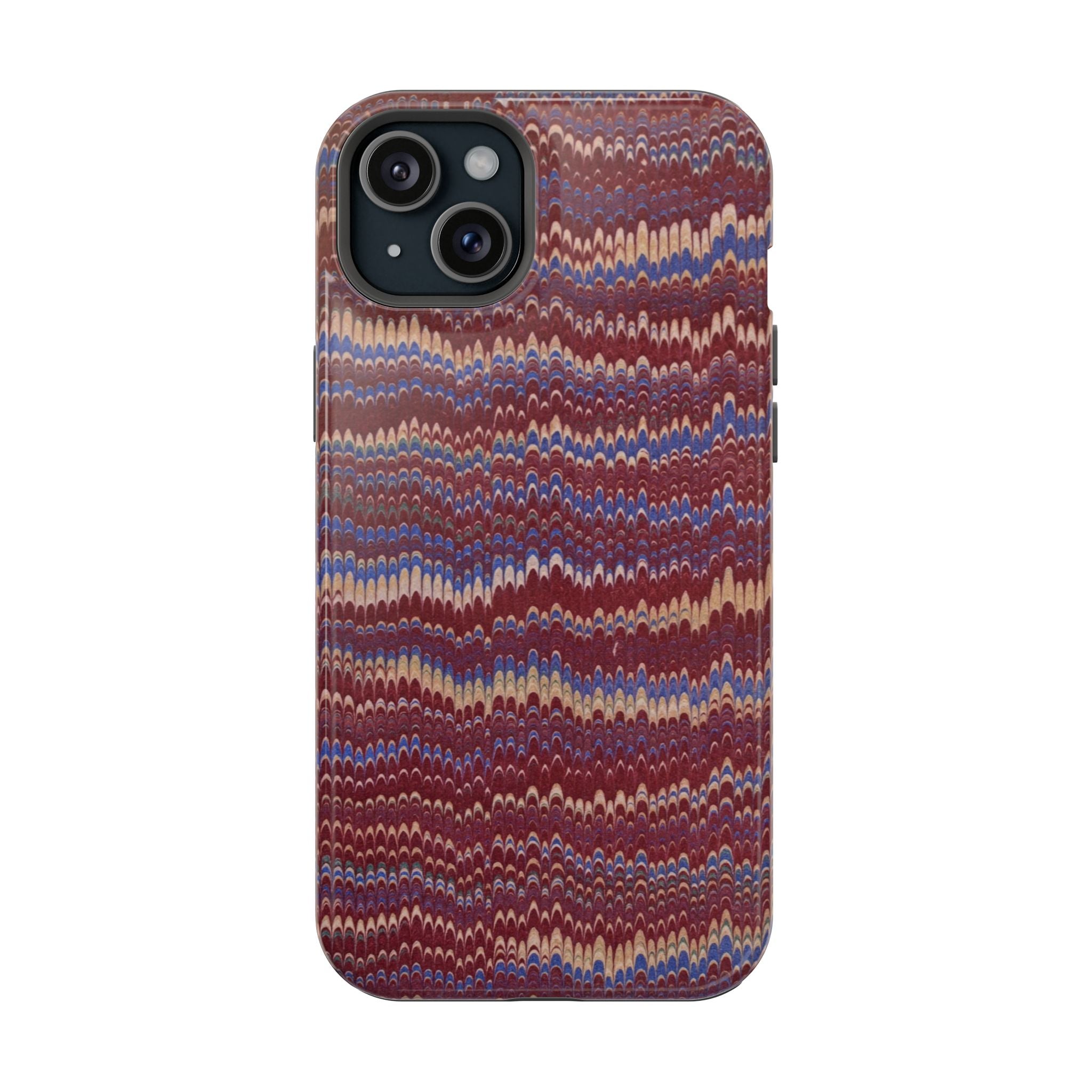 Burgundy and Blue Hues Italian Vintage Marble Design Phone Case for Apple + Samsung