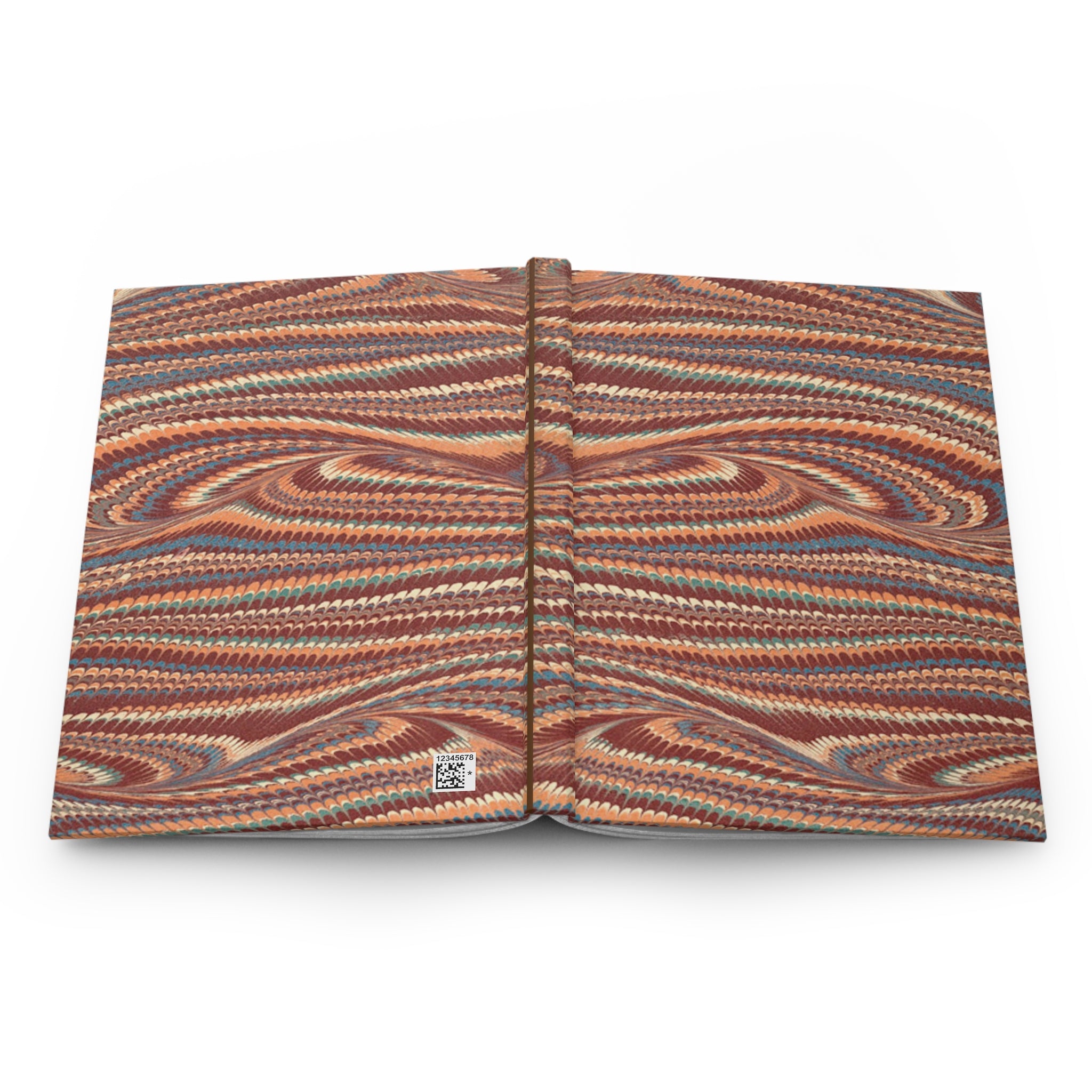 Vintage Italian Marble Hardcover Journal — Burgundy, Brown & Green Matte Notebook