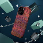 Mag Safe Marble iPhone Case - Red, Burgundy, Lavender & Gold Impact-Resistant