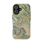 Florentine Marble iPhone Case | Inspired by Florence | Italian Marbled Paper Technique | Artisanal Green Swirl | Dual-Layer Protective Case | Matte or Glossy