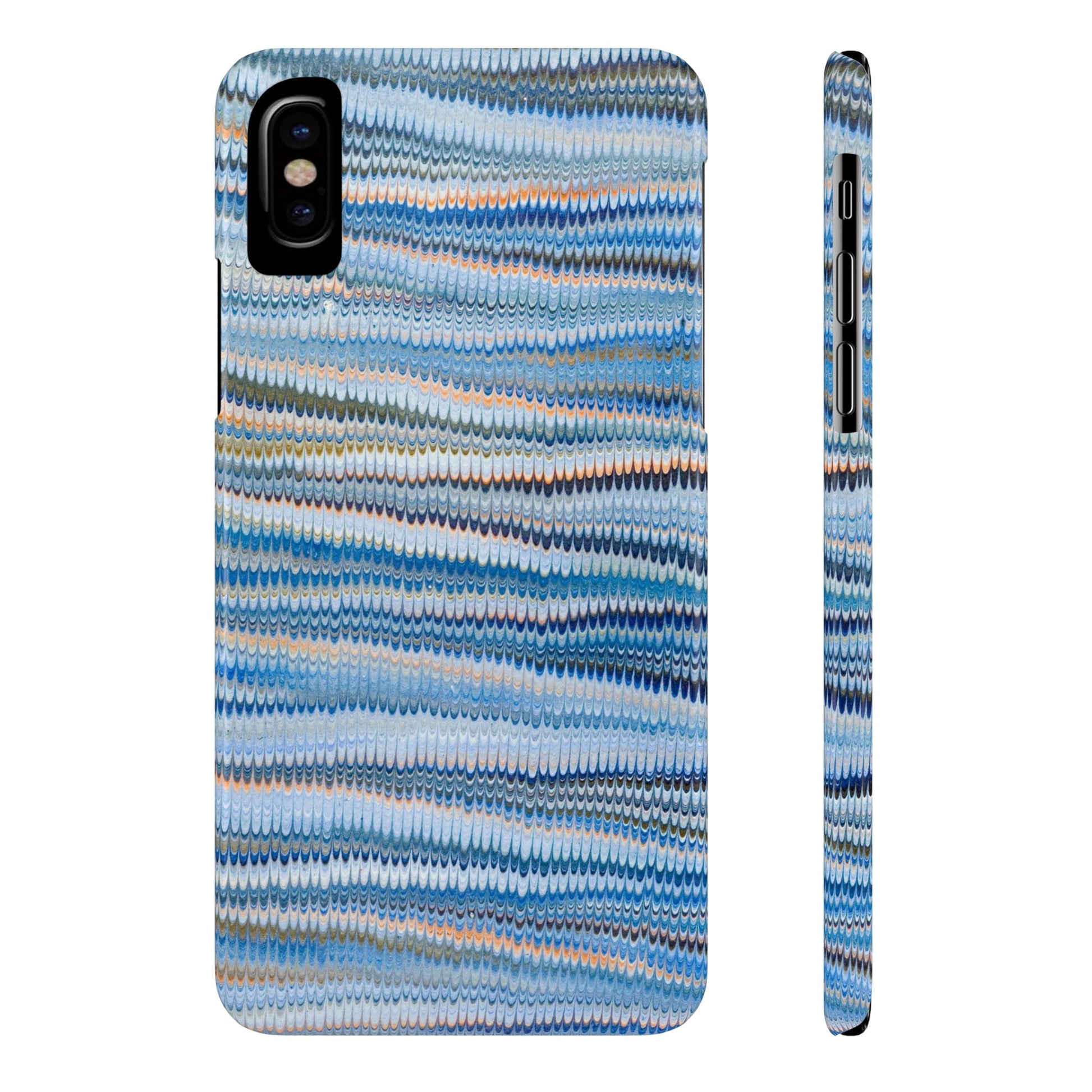 Blue Italian Hand-Painted and Vintage Marbled Inspired Paper Design, Italy Feather Phone Case, iPhone15 Case and all iPhone Case Sizes