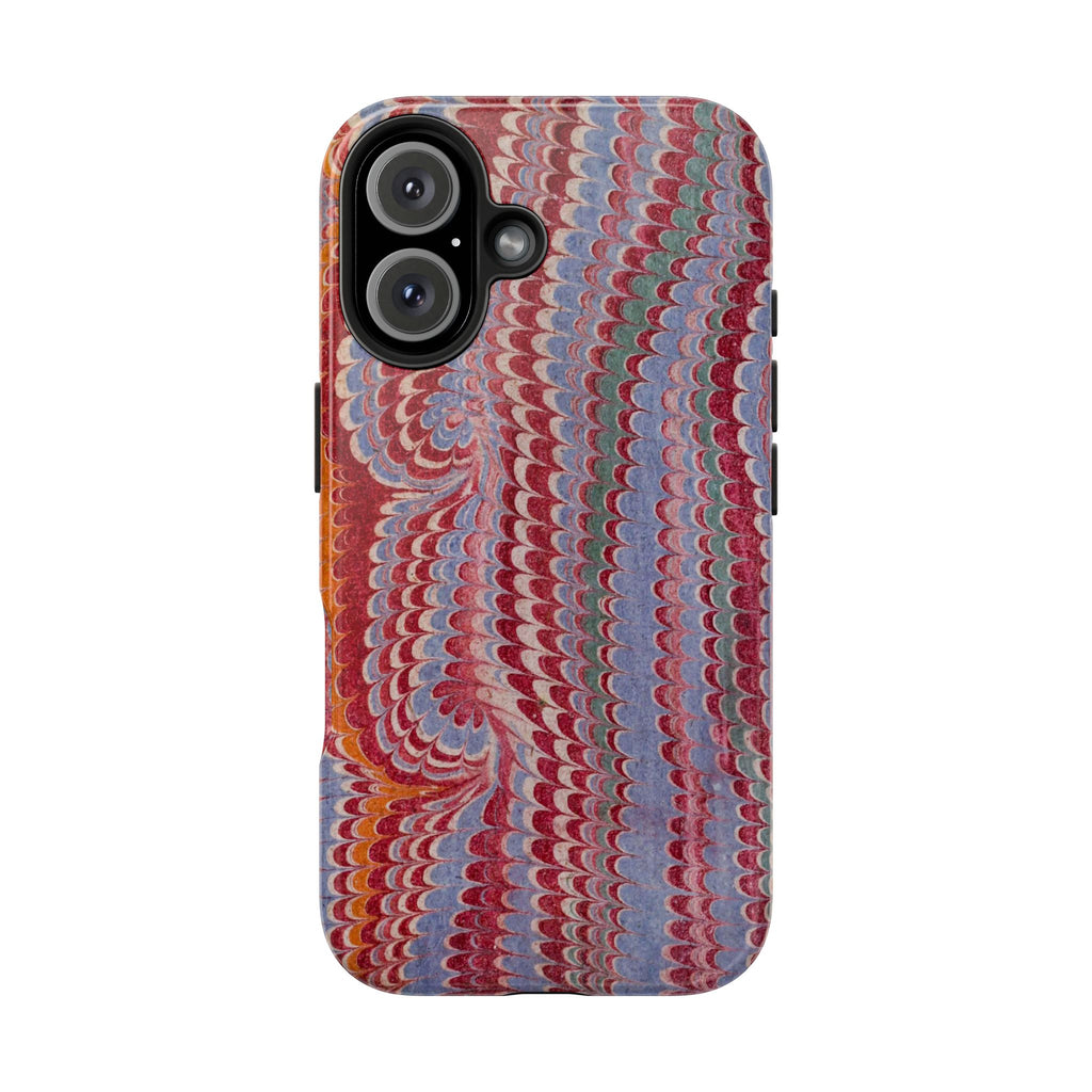 Burgundy + Lavender Swirls Peacock Marbled Tough Phone Case - Dual Layer
