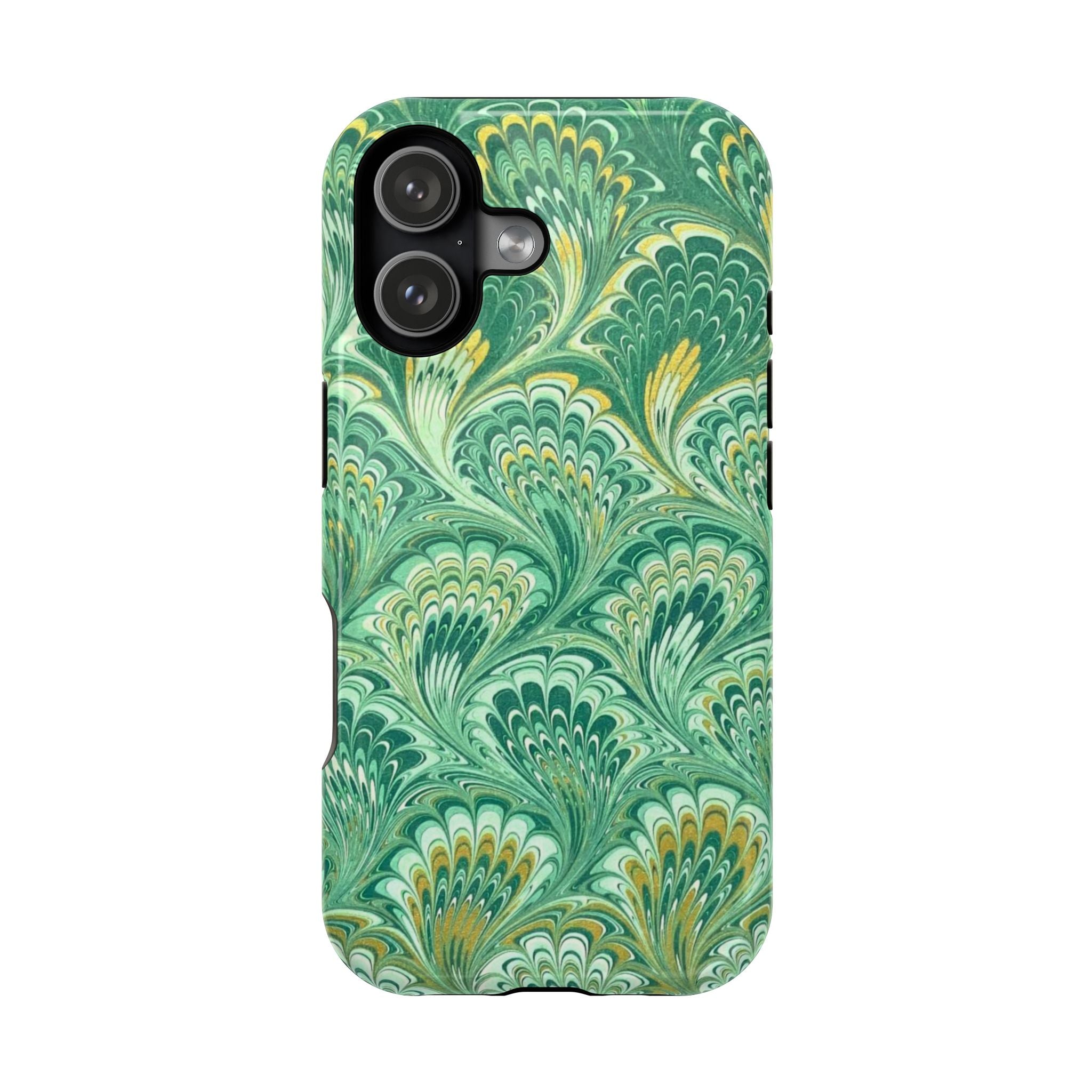 Green Marbled Phone Case, Dual Layer Phone Cover
