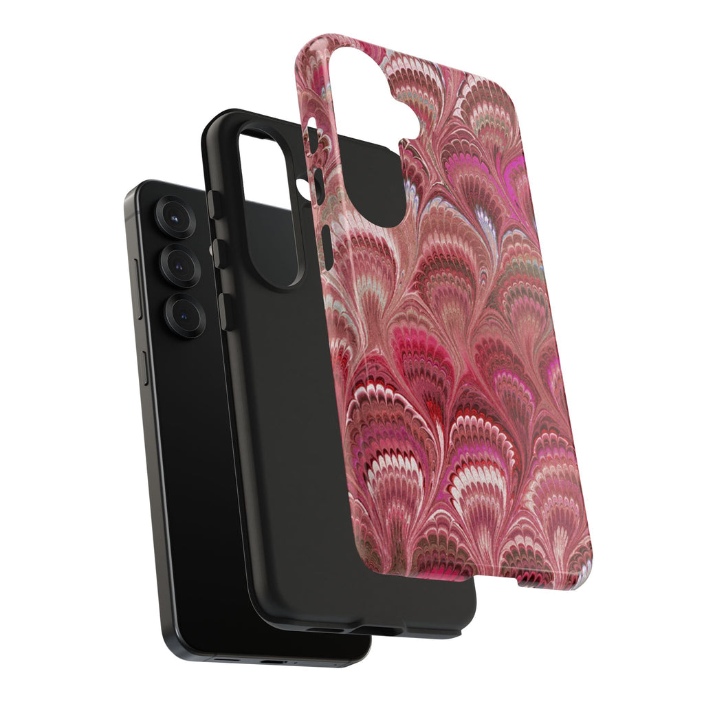 Pink Peacock Marble Italian Tough Phone Case — Durable Marbled Phone Case