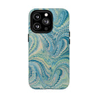 Aqua + Green Marble Phone Case - Impact-Resistant Durable - Dual Cover Design