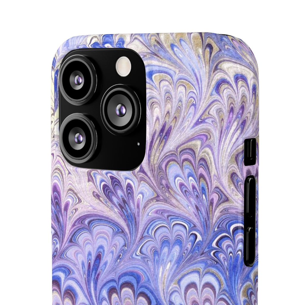 Marbled Feather Lavender + Purple Swirl - Single Layer Slim Phone Case