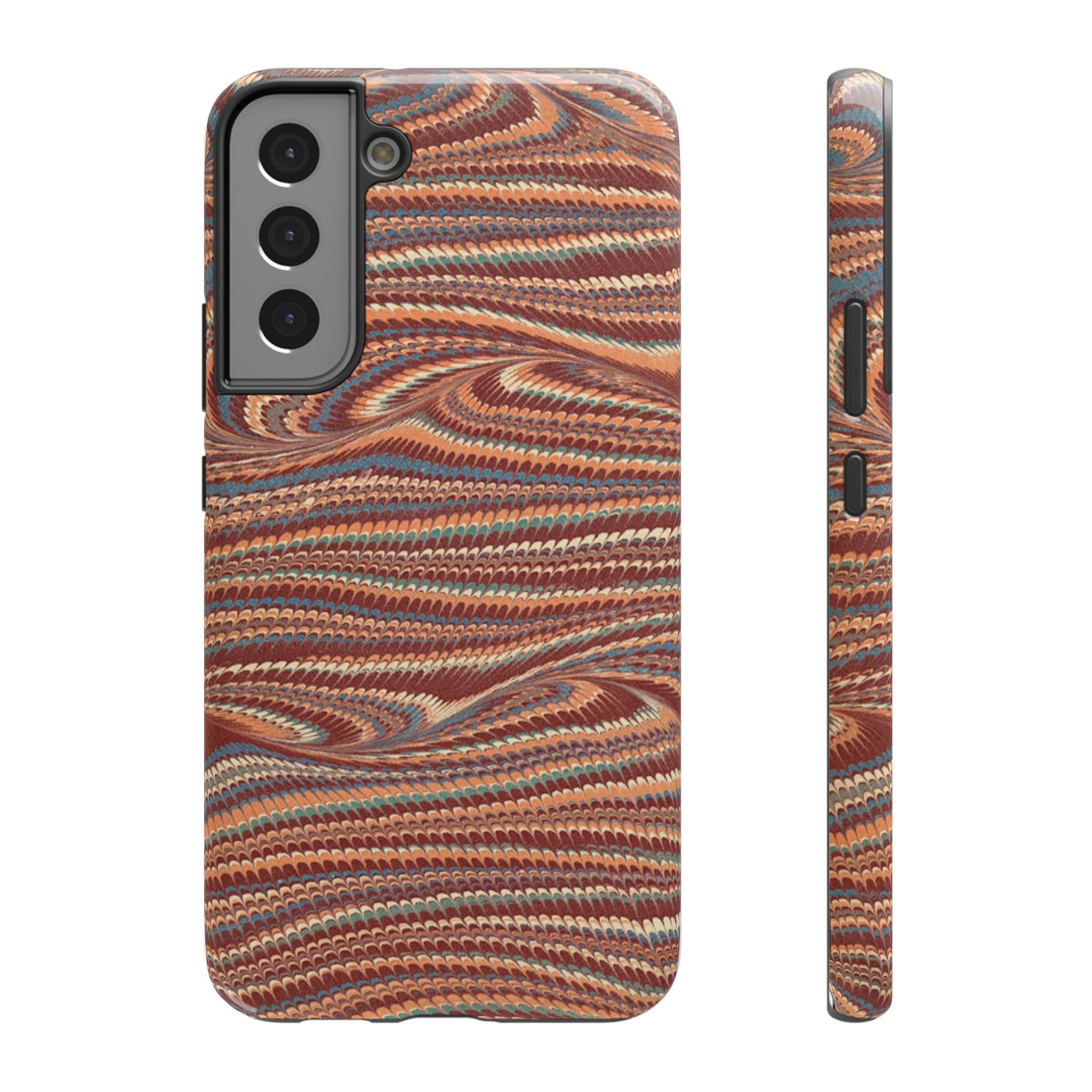 Neutrals Burgundy, Beige, Rust Hues Italian Vintage Marble Design Phone Case for Apple + Samsung