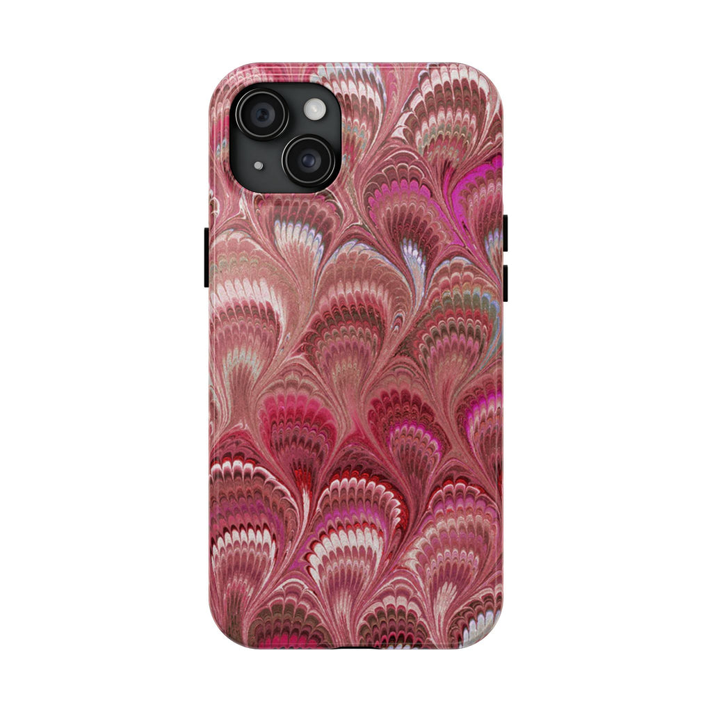 Pink Peacock Marble Italian Tough Phone Case — Durable Marbled Phone Case