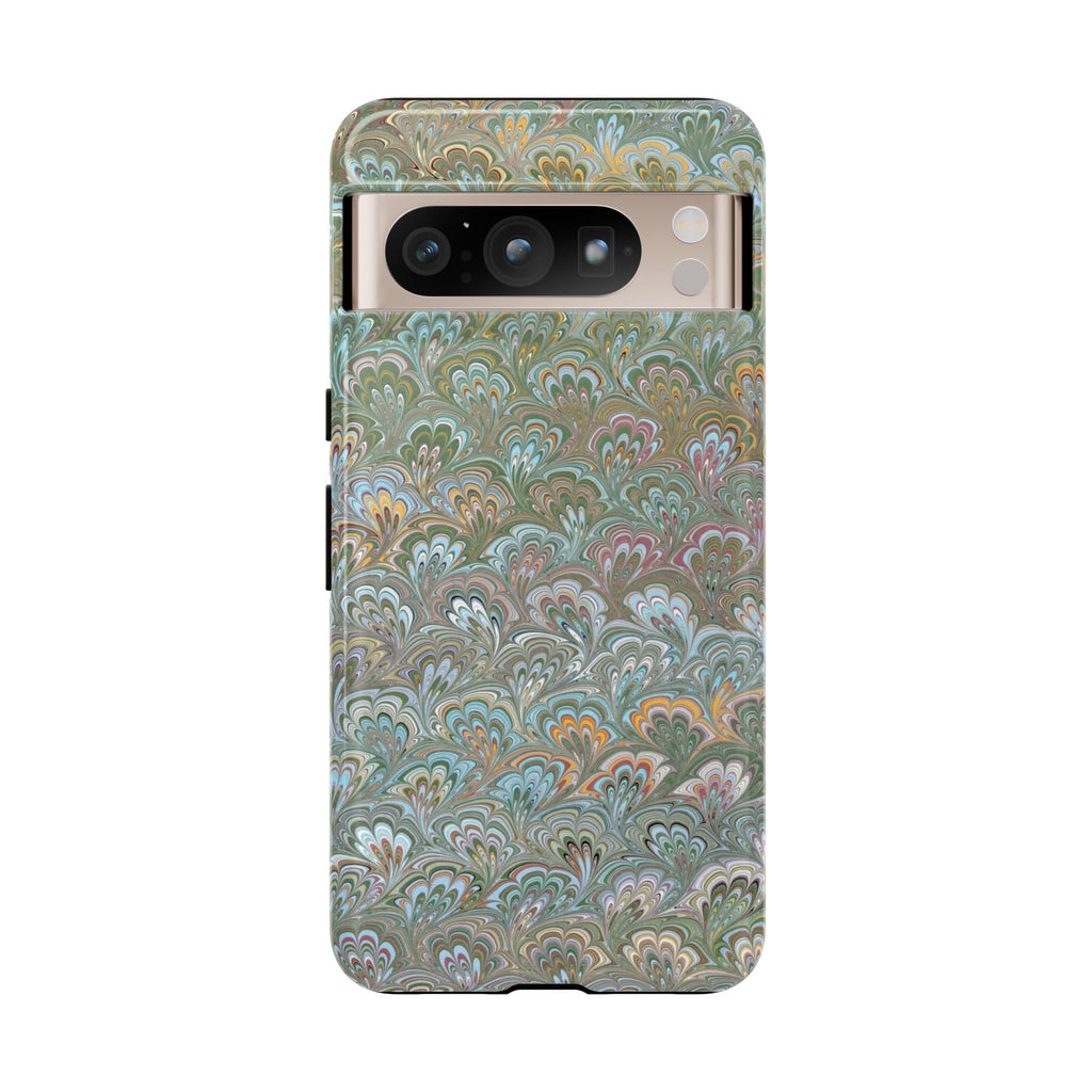Blue and Green Feather Marbled Phone Case — Dual Layer - Tough Protective Phone Cover