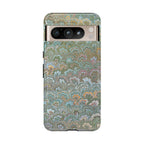 Blue and Green Feather Marbled Phone Case — Dual Layer - Tough Protective Phone Cover