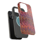 Mag Safe Marble iPhone Case - Red, Burgundy, Lavender & Gold Impact-Resistant