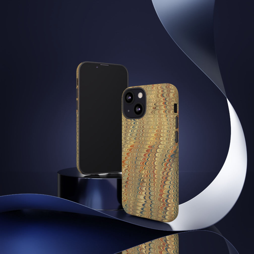 Beige and Blue Marbled Durable Phone Case - Dual Layer - Matte or Glossy