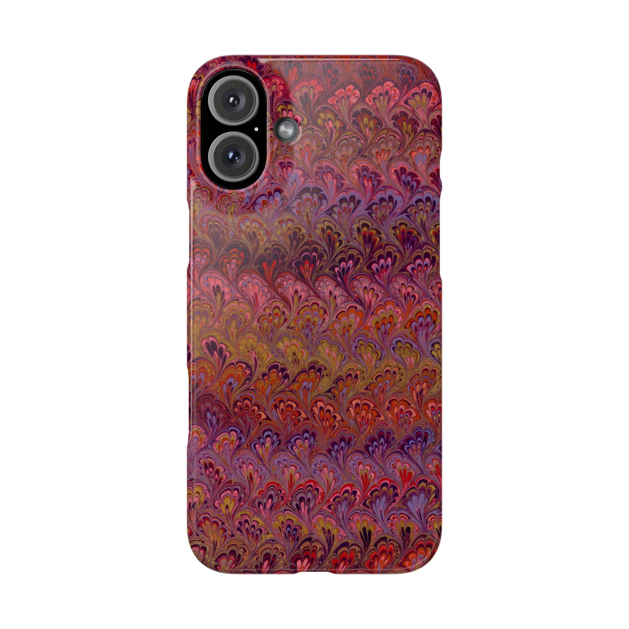 Reds, Lavenders, Marbled VIntage Design, Italian Feather Phone Case, Slim Phone Cases, IPHONE16 and all sizes
