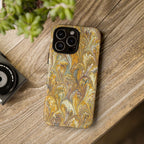 Golden Yellow Marbled Italian Phone Case - Dual Layer - Matte or Glossy