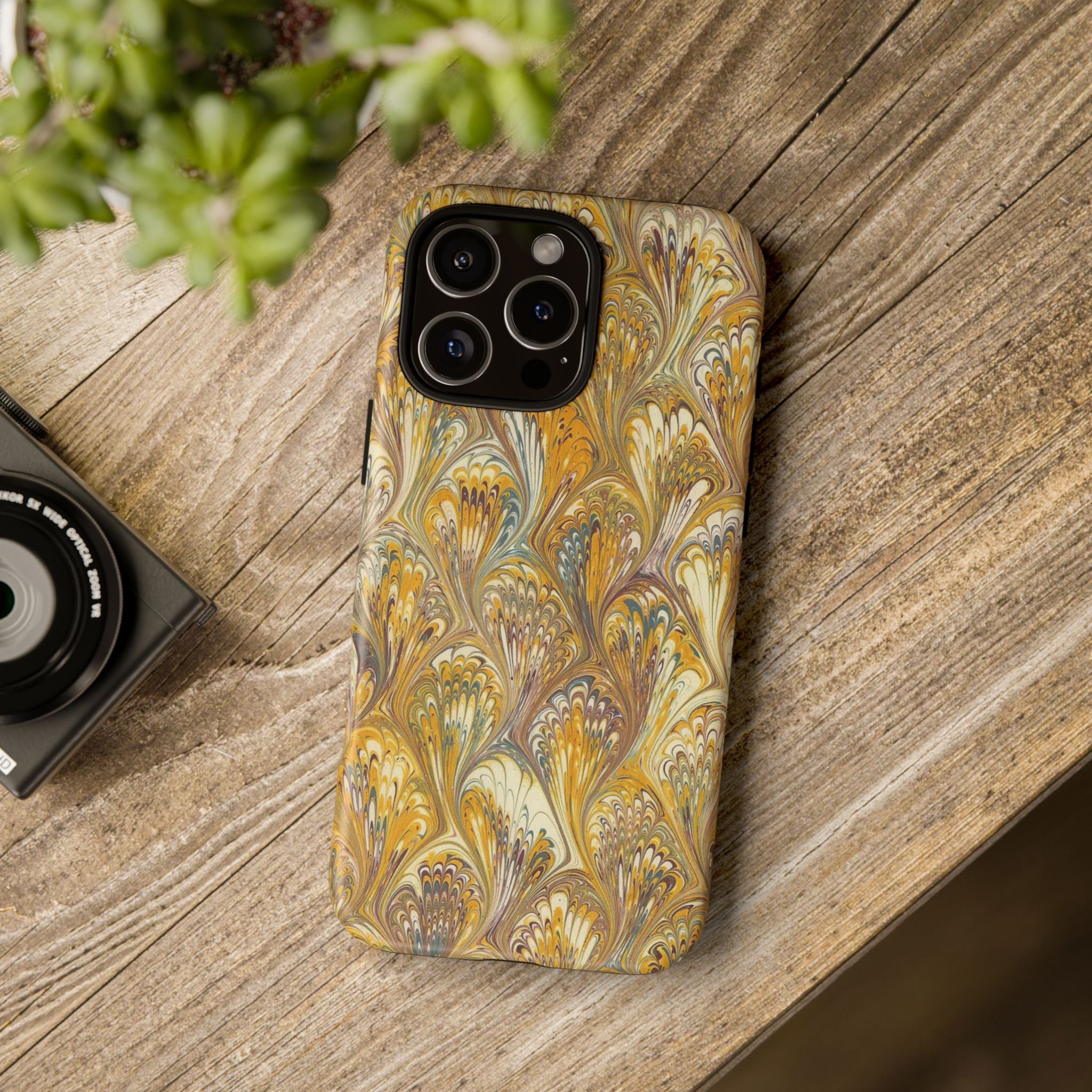 Golden Yellow Marbled Italian Phone Case - Dual Layer - Matte or Glossy