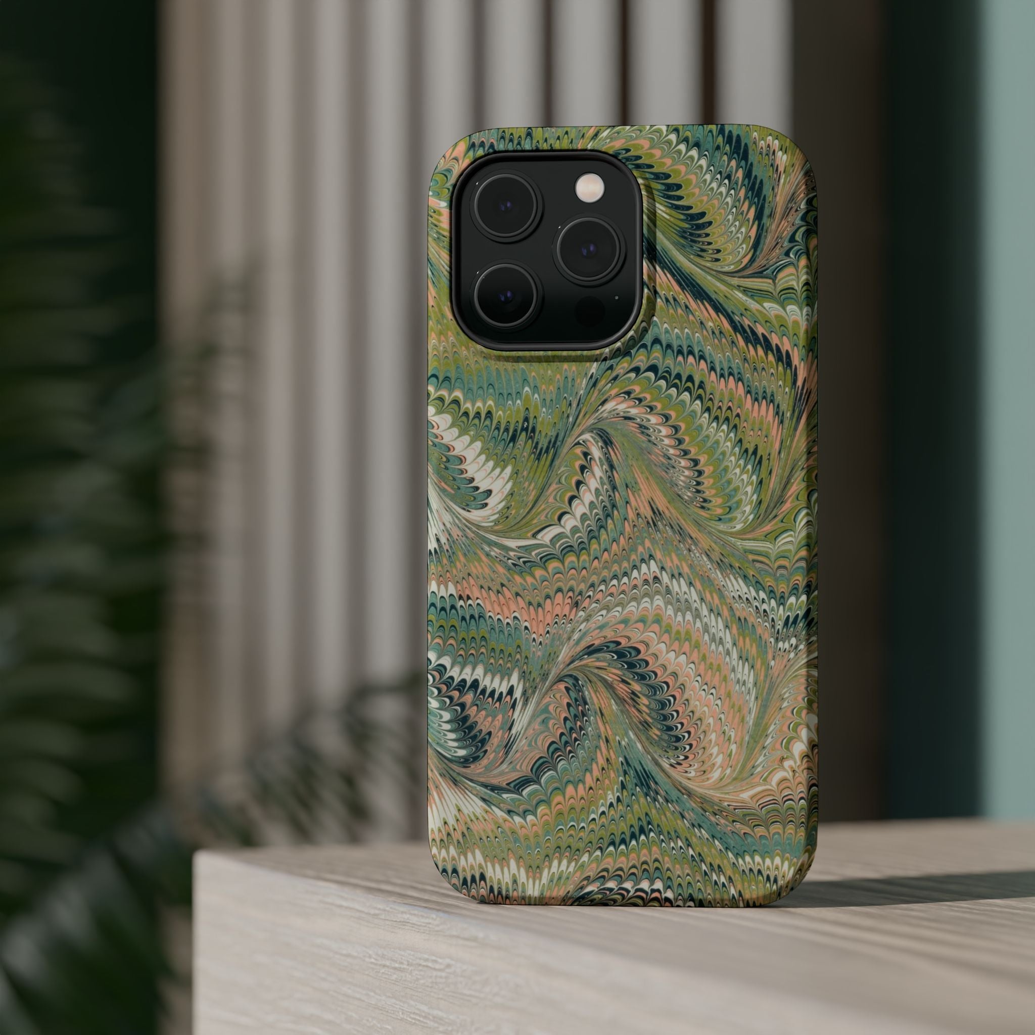 Green Pastel Italian Marble Design Magnetic MAG SAFE High Impact iPhone Cases