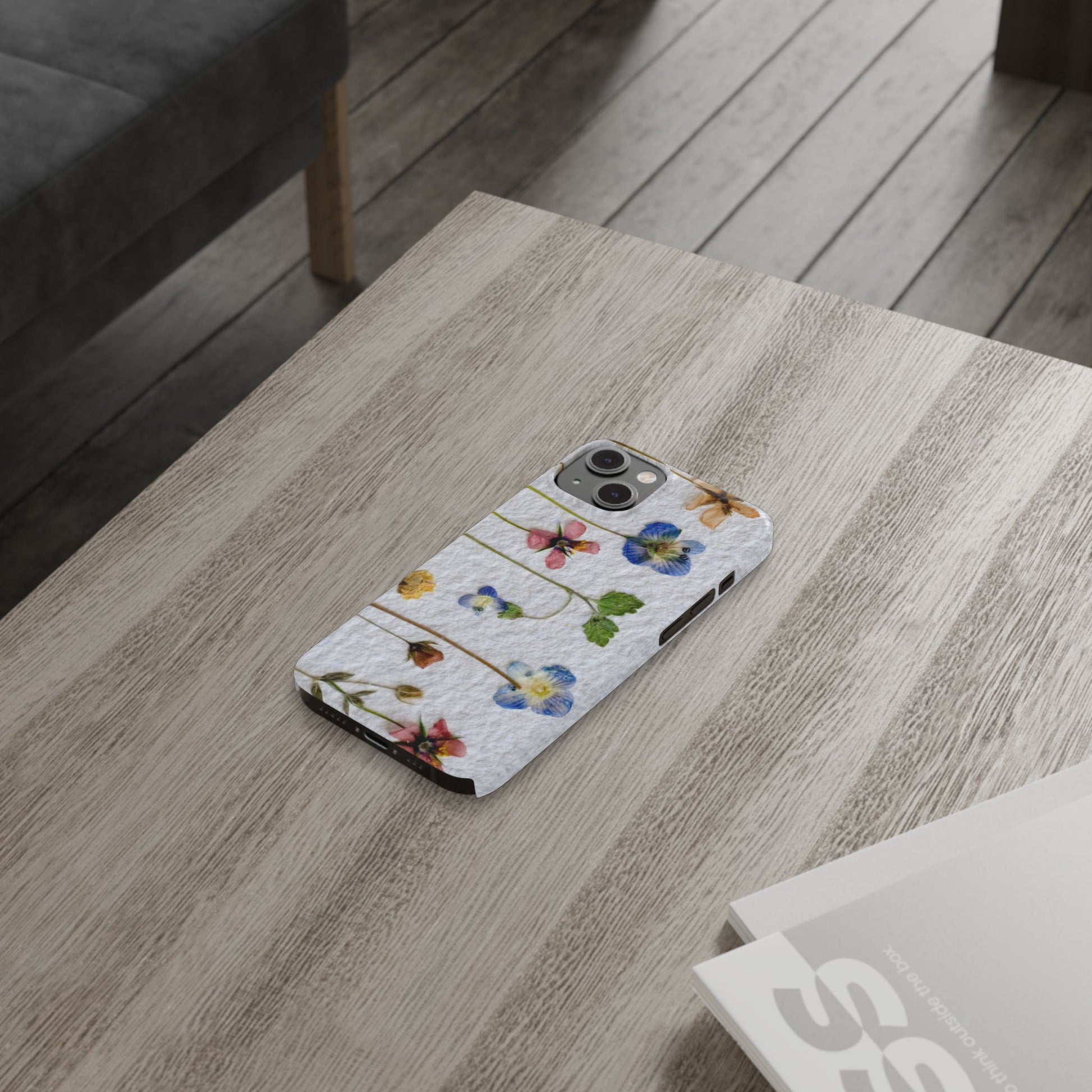 Dried Wild Pink and Purple Flower Image on Paper, Floral Slim Phone Cases, Case-Mate IPHONE16 and all sizes