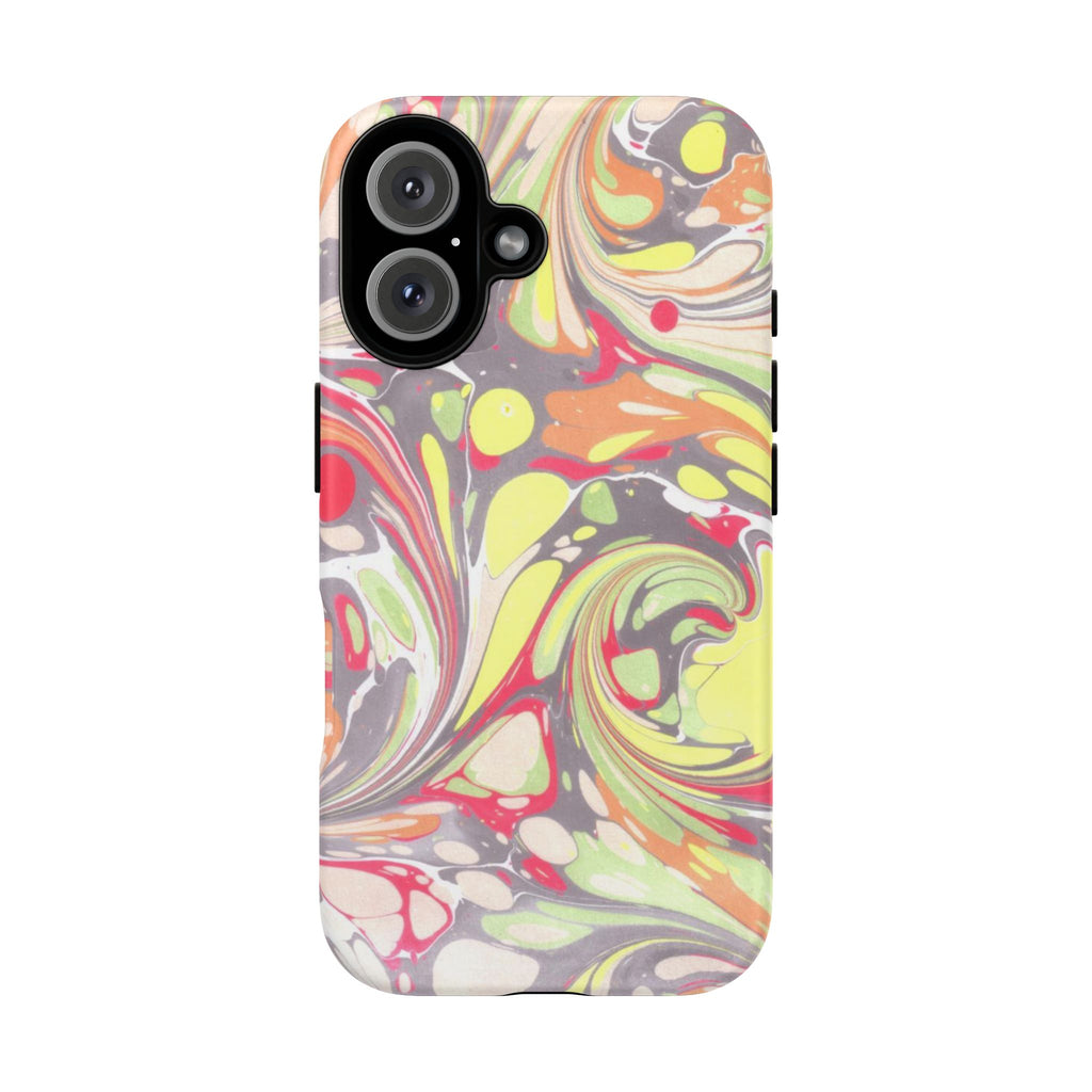 Yellow and Pink Swirl Marbled Italian Phone Case - Dual Layer - Matte or Glossy