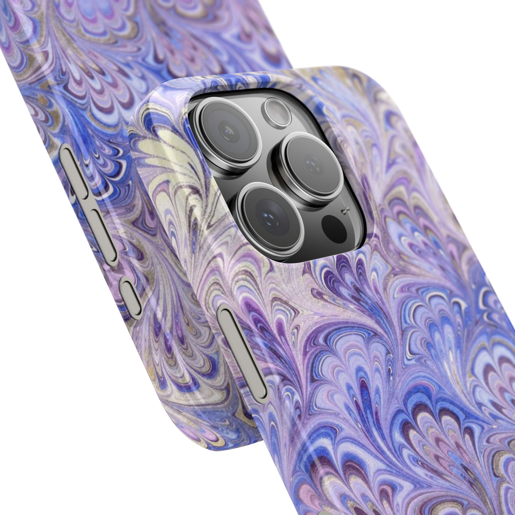 Marbled Feather Lavender + Purple Swirl - Single Layer Slim Phone Case