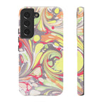 Yellow and Pink Swirl Marbled Italian Phone Case - Dual Layer - Matte or Glossy