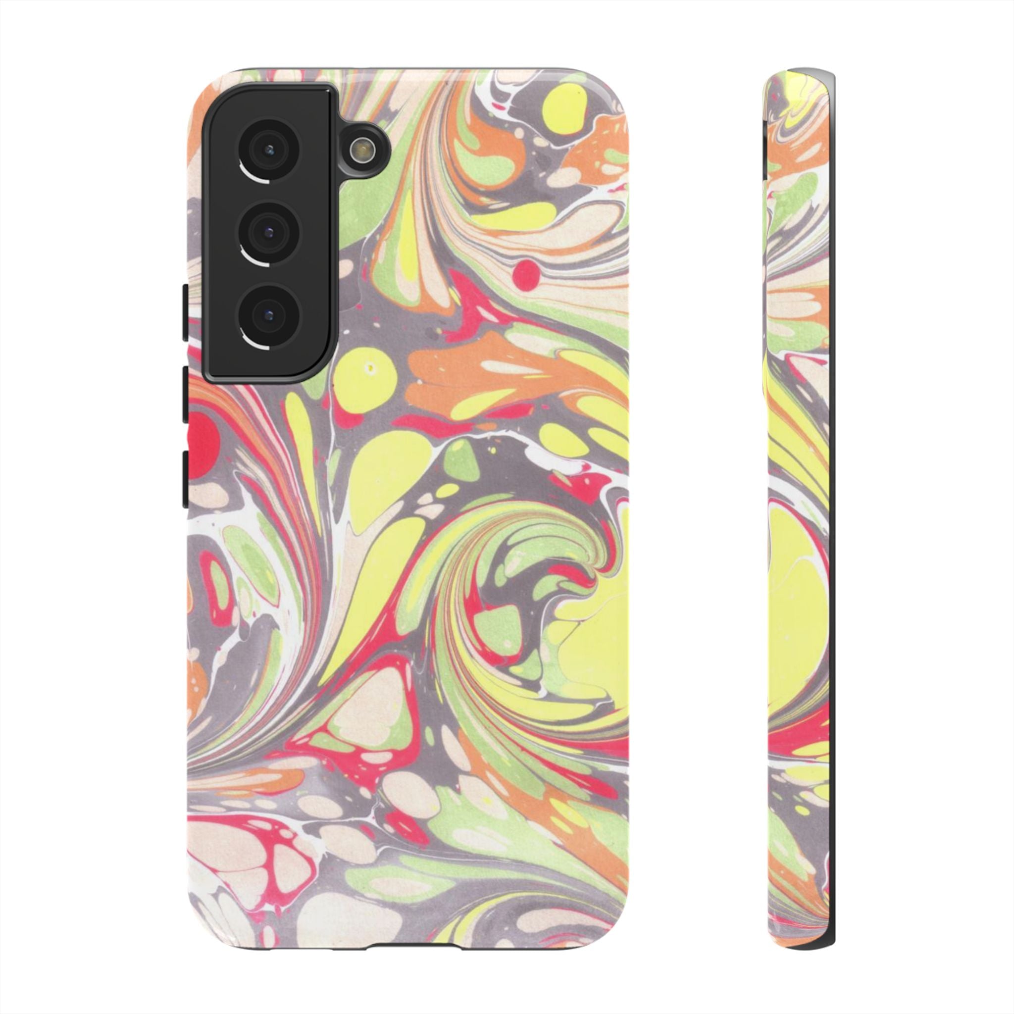 Yellow and Pink Swirl Marbled Italian Phone Case - Dual Layer - Matte or Glossy