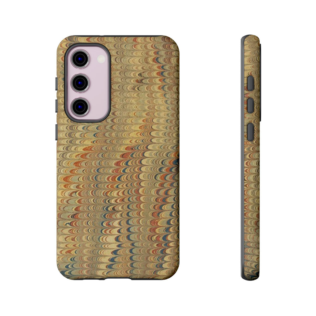 Beige and Blue Marbled Durable Phone Case - Dual Layer - Matte or Glossy