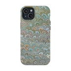 Green, Blue, + White Marbled Peacock - Dual Layer MAG SAFE Phone Case