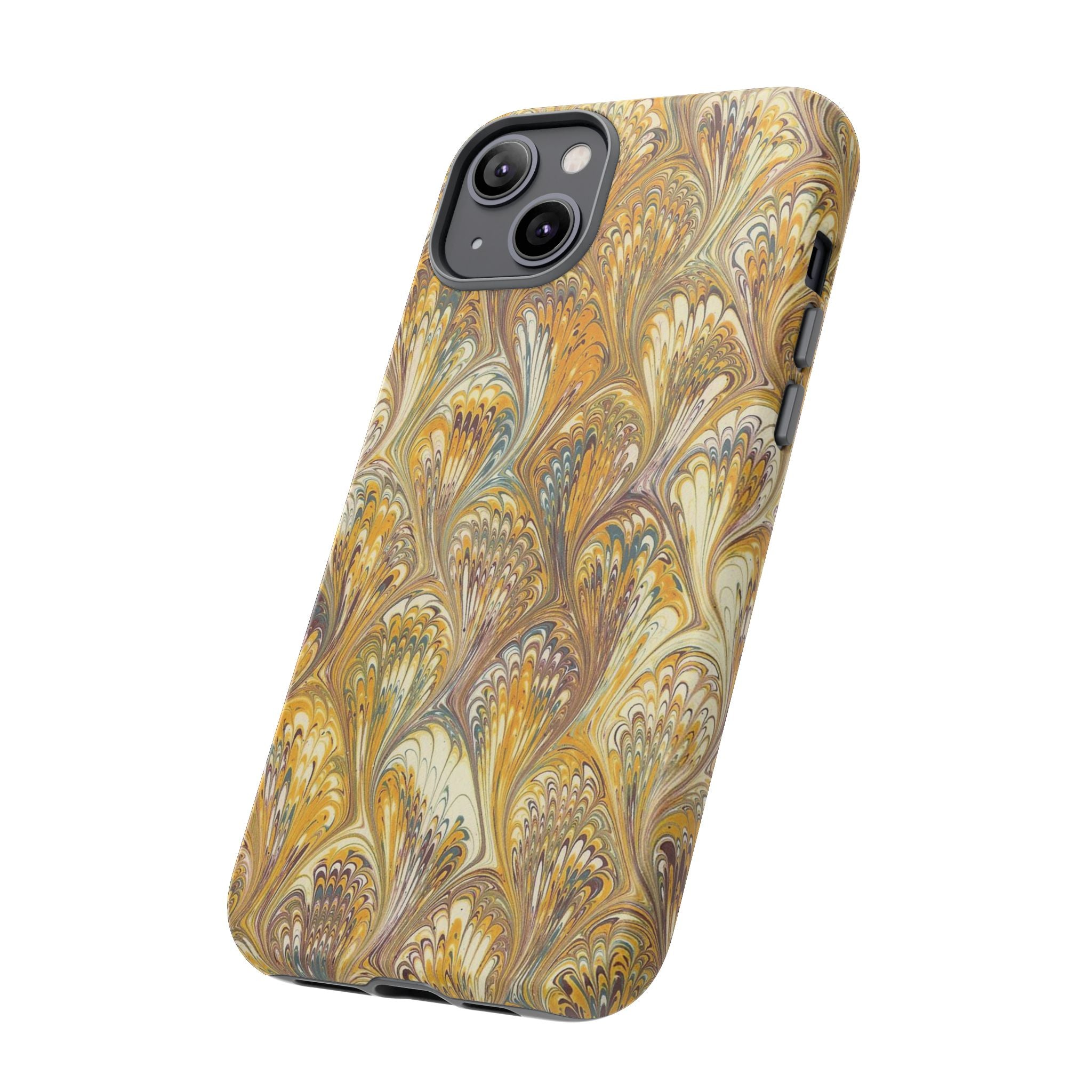 Golden Yellow Marbled Italian Phone Case - Dual Layer - Matte or Glossy