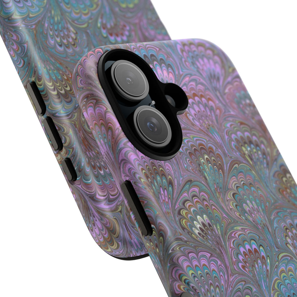 Lavender Marbled Peacock Durable Phone Case - Matte or Glossy