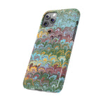 Phone Case with Design from Italy - Marbled "Peacock" Design, Green, Blue, Multi-Color Slim Phone Cases