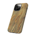 Beige and Blue Marbled Durable Phone Case - Dual Layer - Matte or Glossy