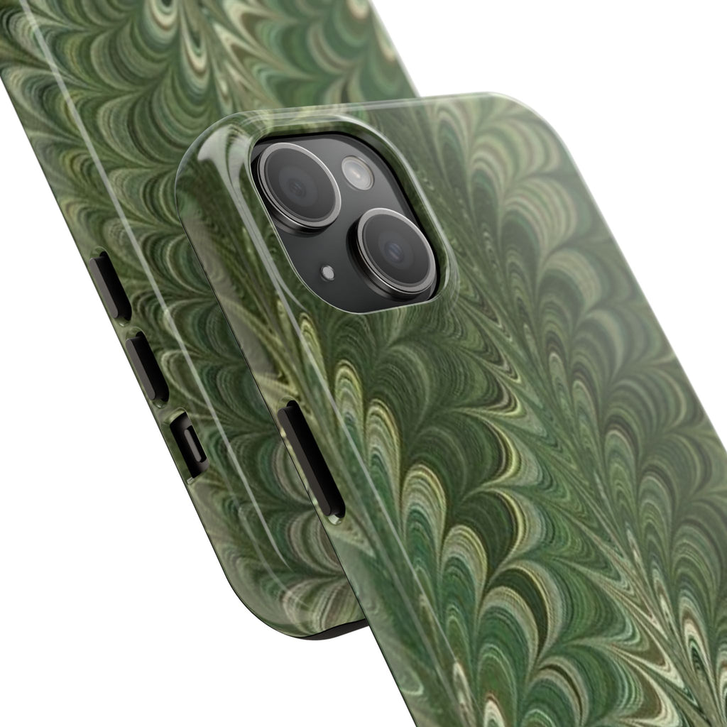 Deep Green Marble Italian Tough Phone Case — Durable Marbled Phone Case