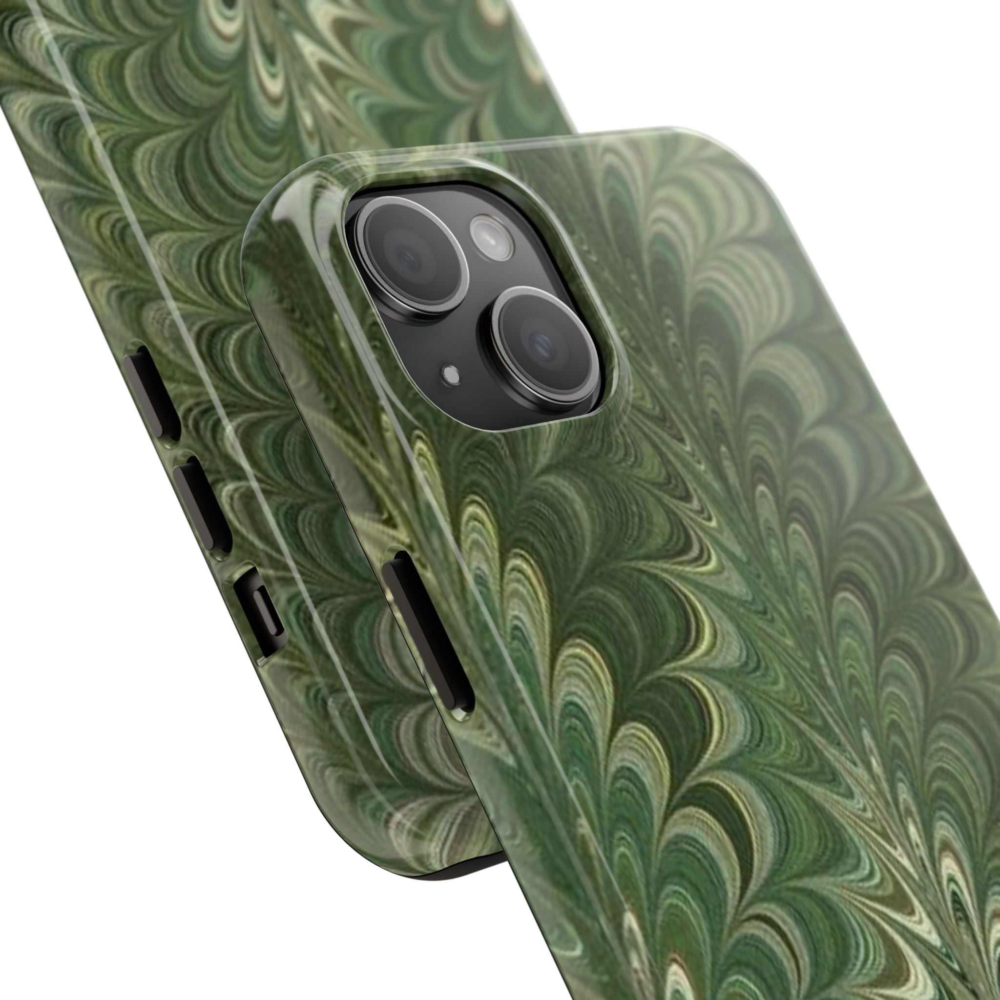 Deep Green Marble Italian Tough Phone Case — Durable Marbled Phone Case