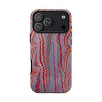Burgundy and Blue Italian Vintage Marbled, Dual Layer Phone Case