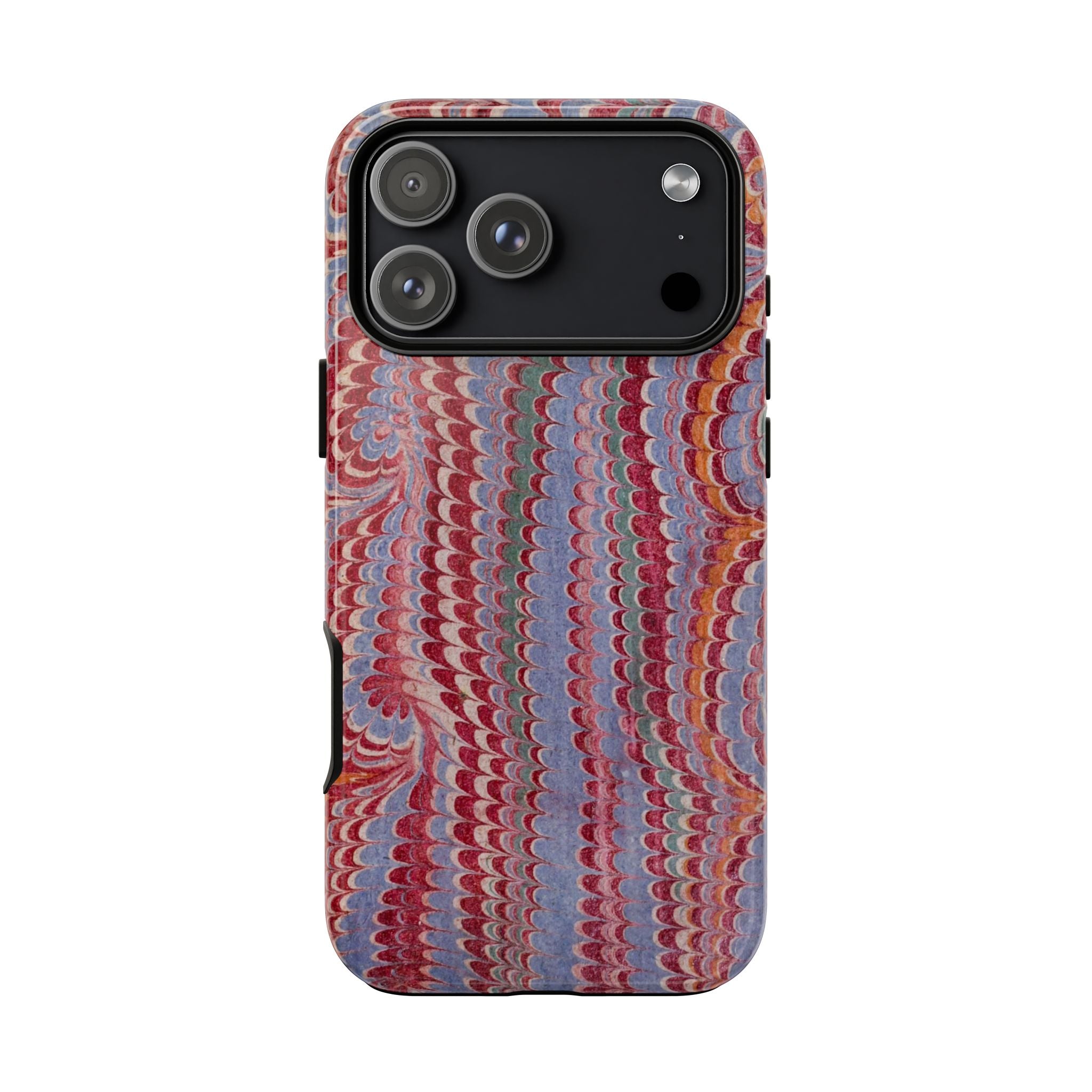 Burgundy and Blue Italian Vintage Marbled, Dual Layer Phone Case