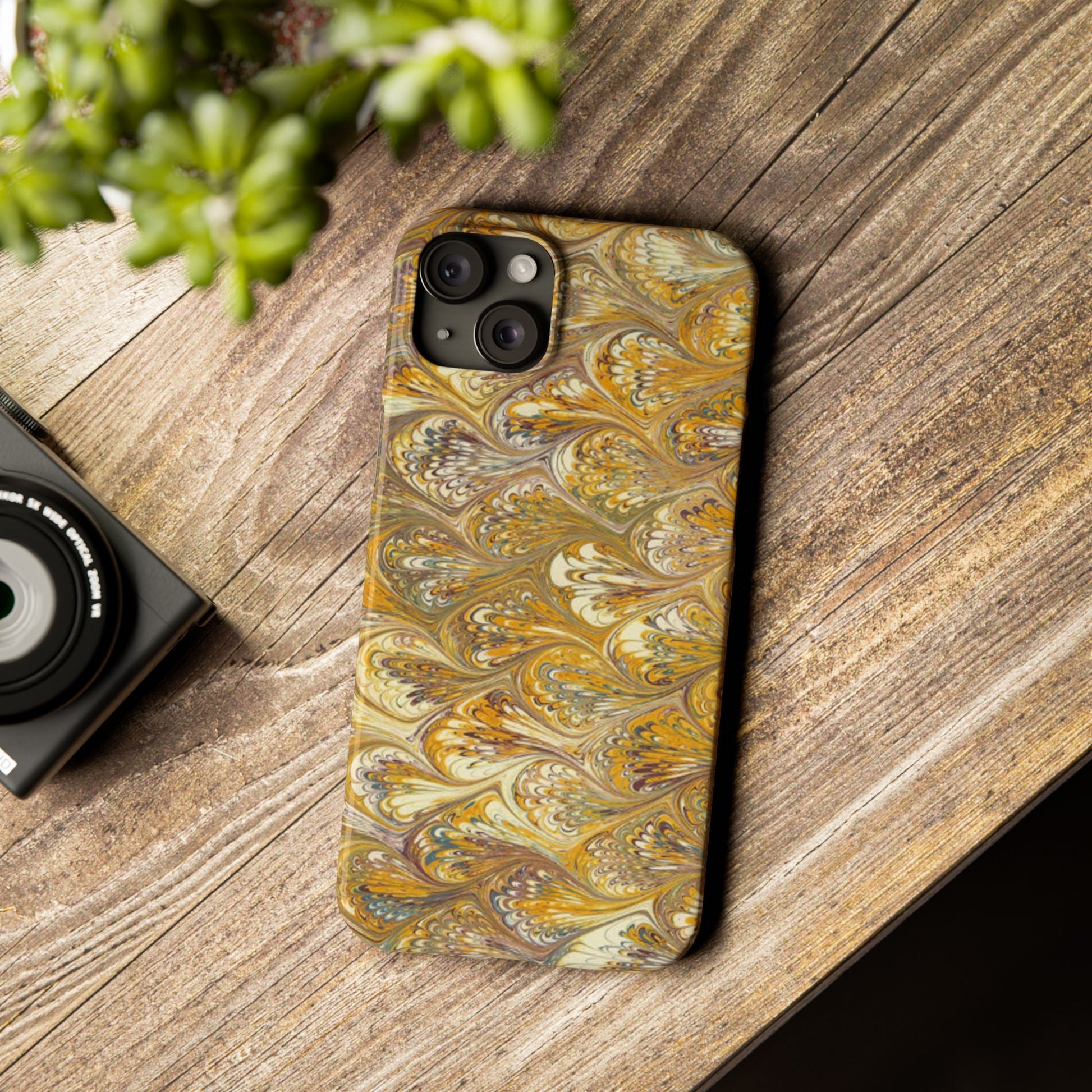 Golden Yellow Italian Marbled Designed, Slim Phone Cases, Case-Mate