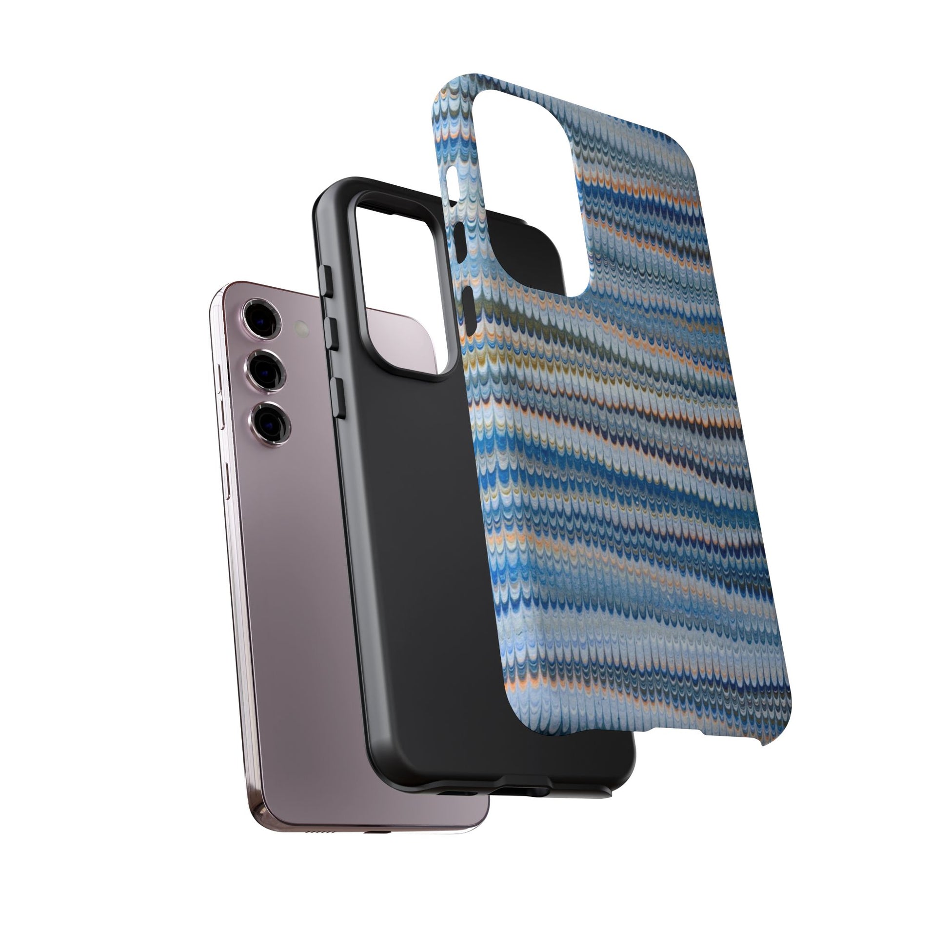 Blue Marbled Phone Cases iPhone 16 + Samsung + Apple + Google - all models, Vintage Marbled Design - Tough Cases
