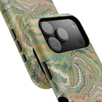 Marbled Swirl Pastel Pink and Green Impact-Resistant Dual Layer Phone Case