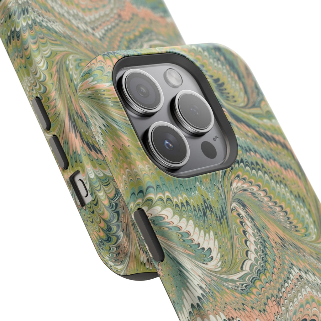 Green Pastel Italian Marble Design Magnetic MAG SAFE High Impact iPhone Cases