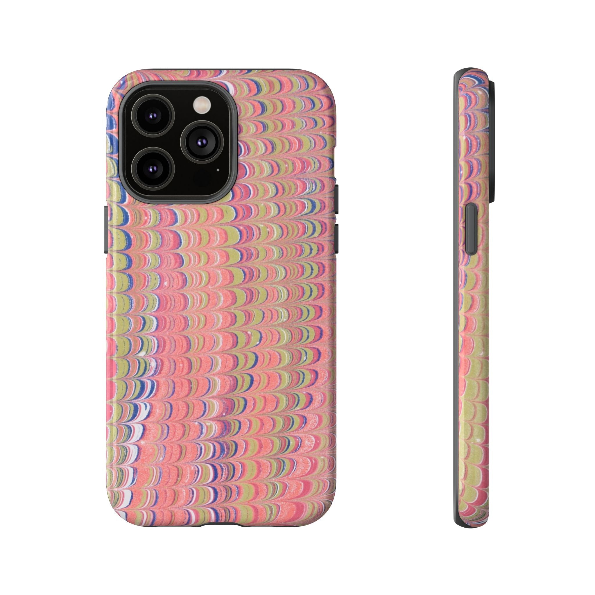 Pink Pastels Feather Marbled Vintage Design iPhone 16 + Samsung + Apple + Google - all models