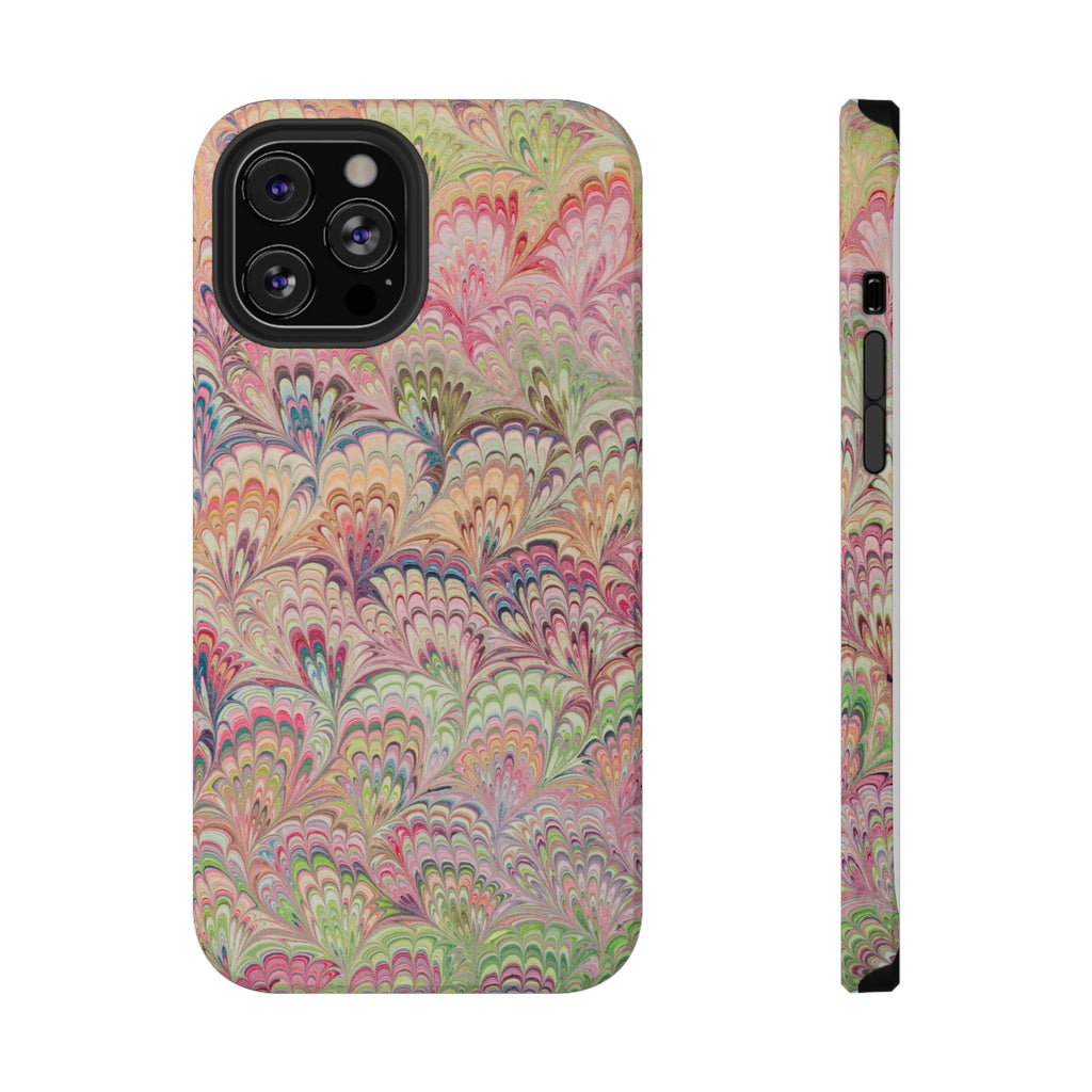 Marbled Pastel Pink and Green Impact-Resistant Phone Case for Apple + Samsung